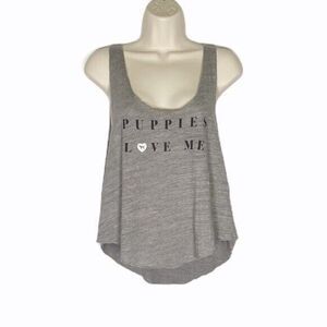 Victoria's Secret PINK Puppies Love Me Scoop Neck Crop Tank Top Gray Size L